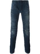 Pierre Balmain Ribbed Detailing Skinny Jeans, Men's, Size: 33, Blue, Cotton/polyester/spandex/elastane