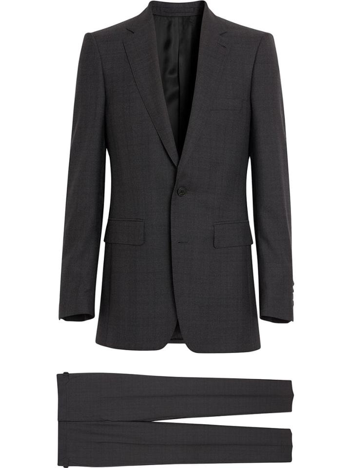 Burberry Slim Fit Prince Of Wales Check Wool Silk Suit - Grey