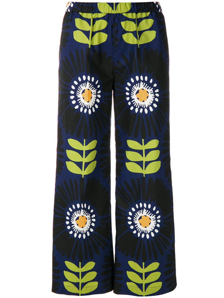 Aspesi Macro Floral Print Trousers - Blue