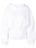 Amiri Cropped Ruched Hoodie - White