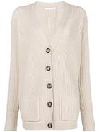 Helmut Lang Ribbed Mid-length Cardigan - Nude & Neutrals