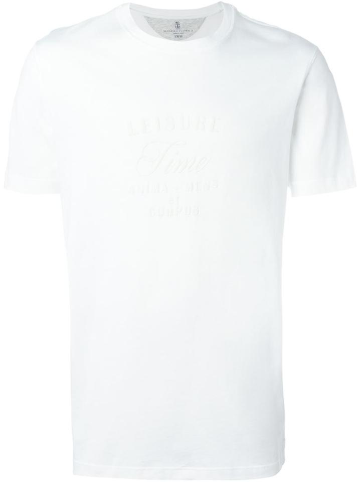 Brunello Cucinelli Tonal Print T-shirt, Men's, Size: Xxxl, White, Cotton