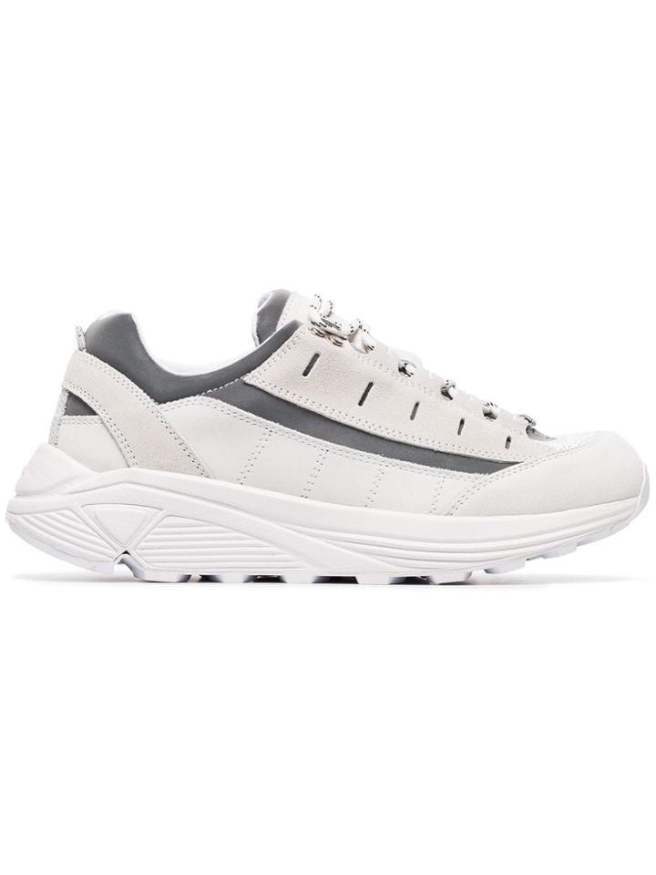 Ganni White And Grey Iris Leather Sneakers