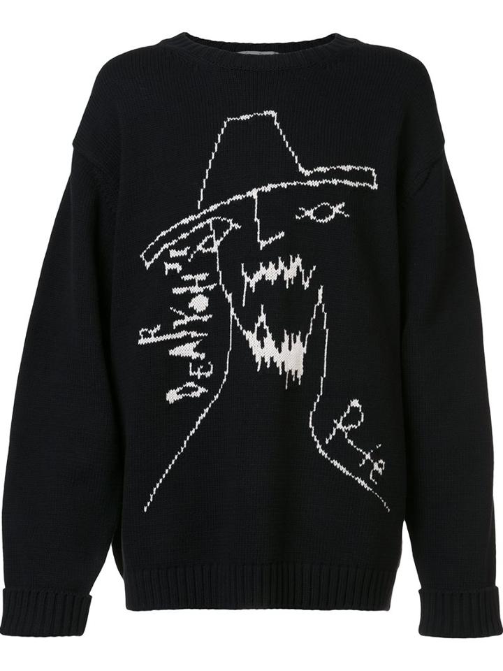 Yohji Yamamoto 'yohji Face' Pullover, Men's, Size: 3, Black, Cotton