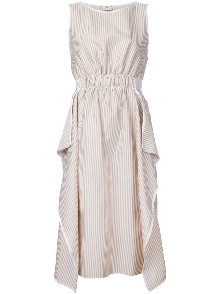 Fendi Striped Dress, Women's, Size: 42, White, Silk/cotton