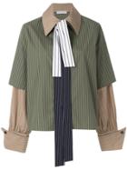 Jw Anderson Oversized Layered Look Striped Shirt - Green