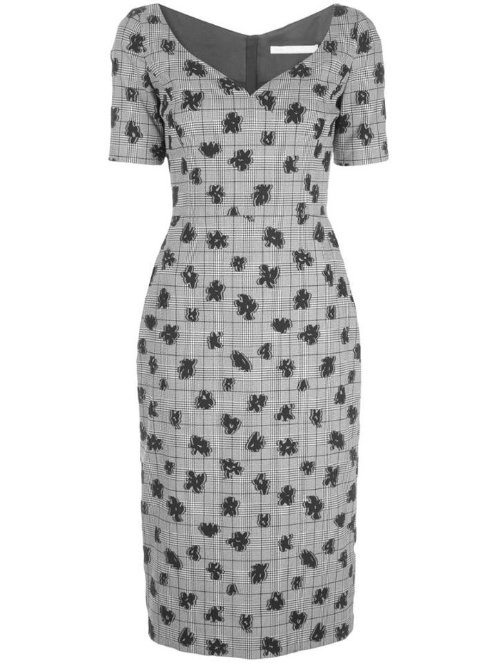 Jason Wu Collection Floral Plaid Print Dress - Black