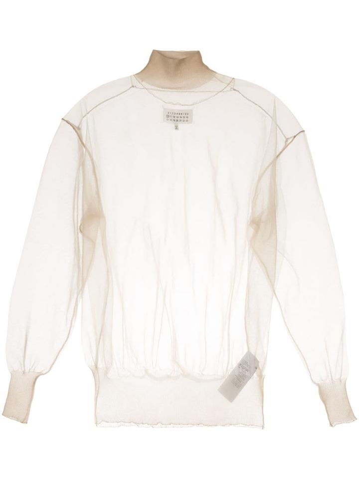 Maison Margiela Gauze Roll Neck Sweater - Neutrals