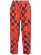 Raquel Allegra Check Print Cropped Trousers - Red