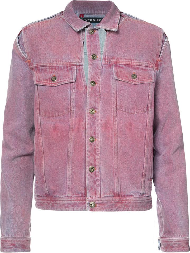 Y / Project - Denim Cut-out Trucker Jacket - Men - Cotton - 46, Red, Cotton