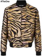 Kenzo Tiger Stripes Bomber Jacket, Men's, Size: Medium, Nude/neutrals, Silk/cotton/wool