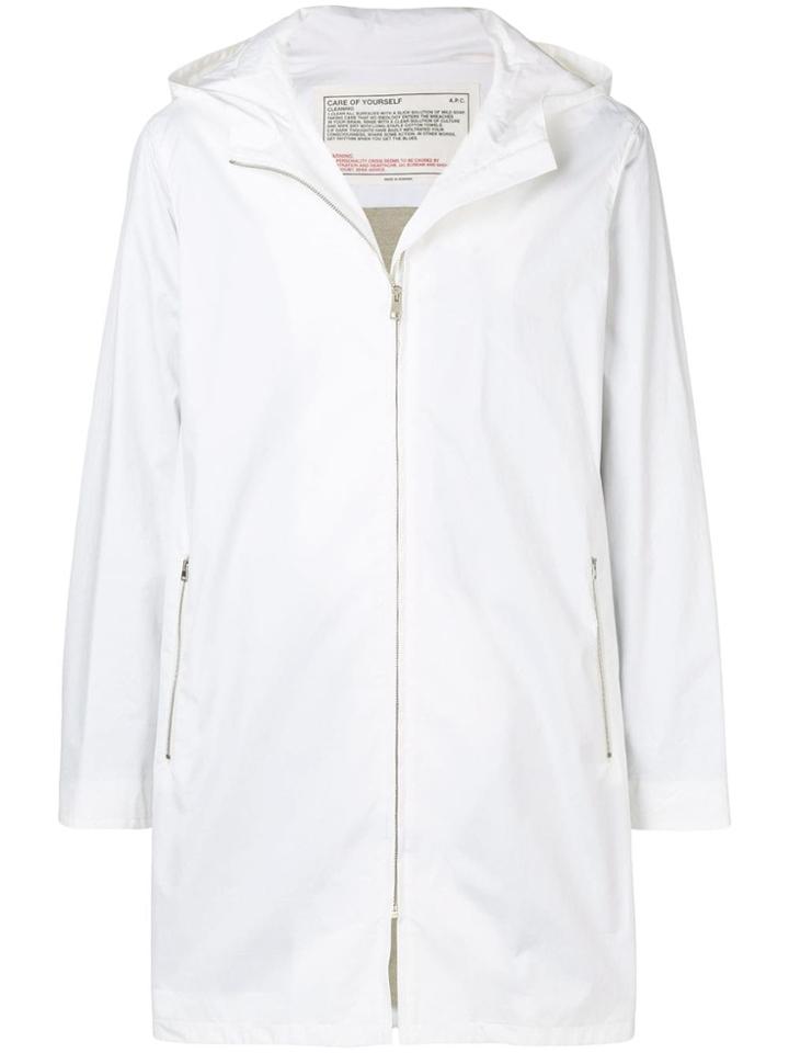 A.p.c. Zipped-up Parka Coat - White