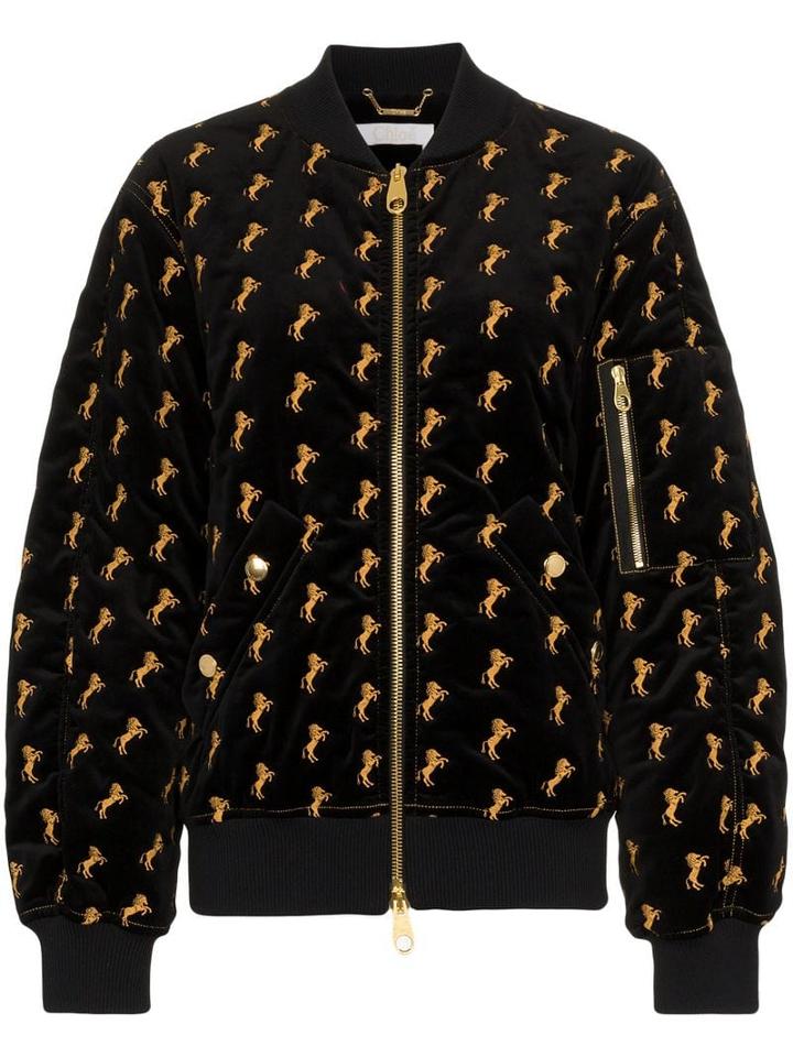 Chloé Velvet Bomber Jacket - Black