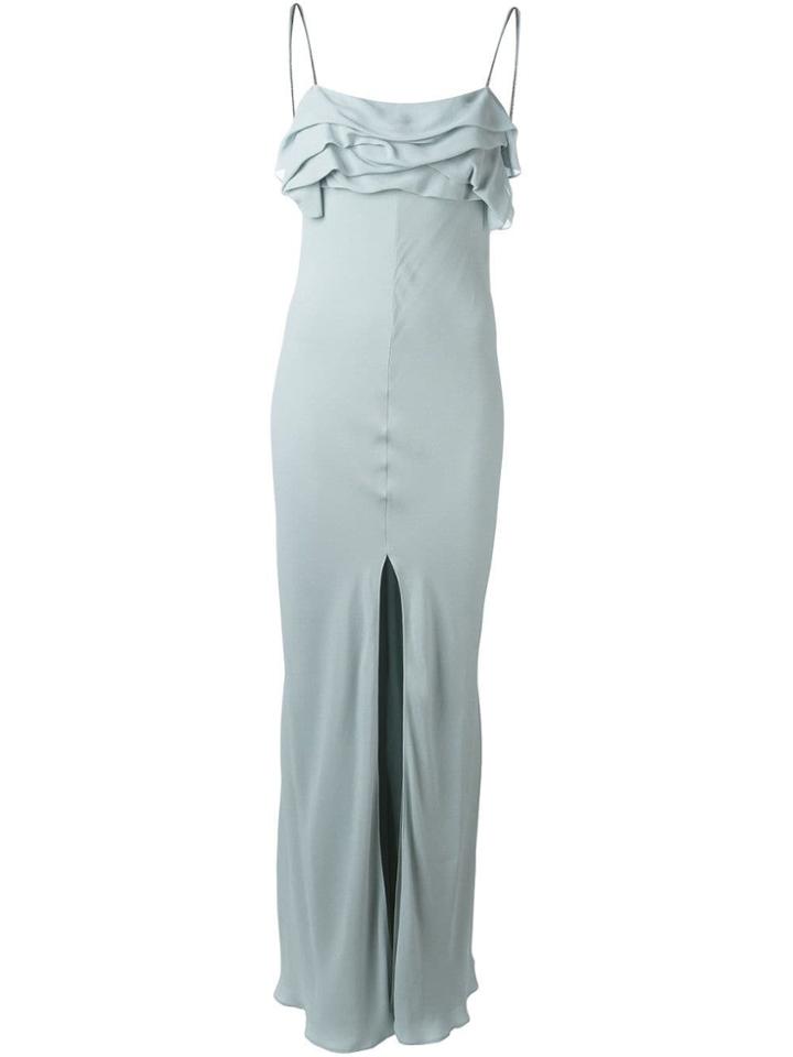 Saint Laurent Ruffle Detail Long Dress - Green
