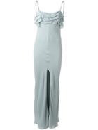 Saint Laurent Ruffle Detail Long Dress - Green