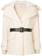 Self-portrait Belted Short Coat - White