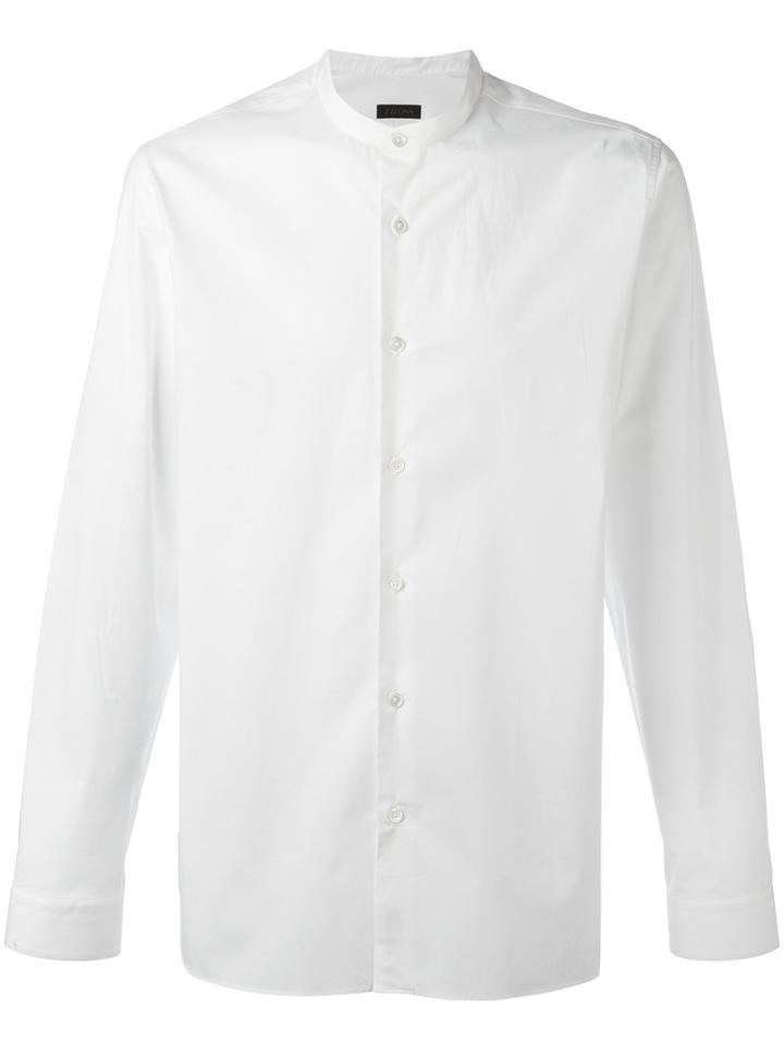 Z Zegna Band Collar Shirt, Men's, Size: 43, White, Cotton/spandex/elastane