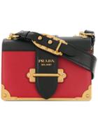 Prada Small Red Leather Cahier Shoulder Bag - Black