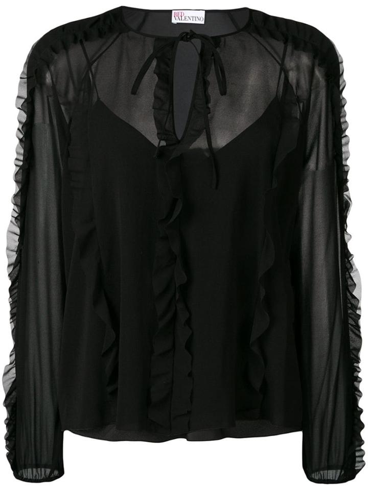 Red Valentino Ruffle Trim Blouse - Black