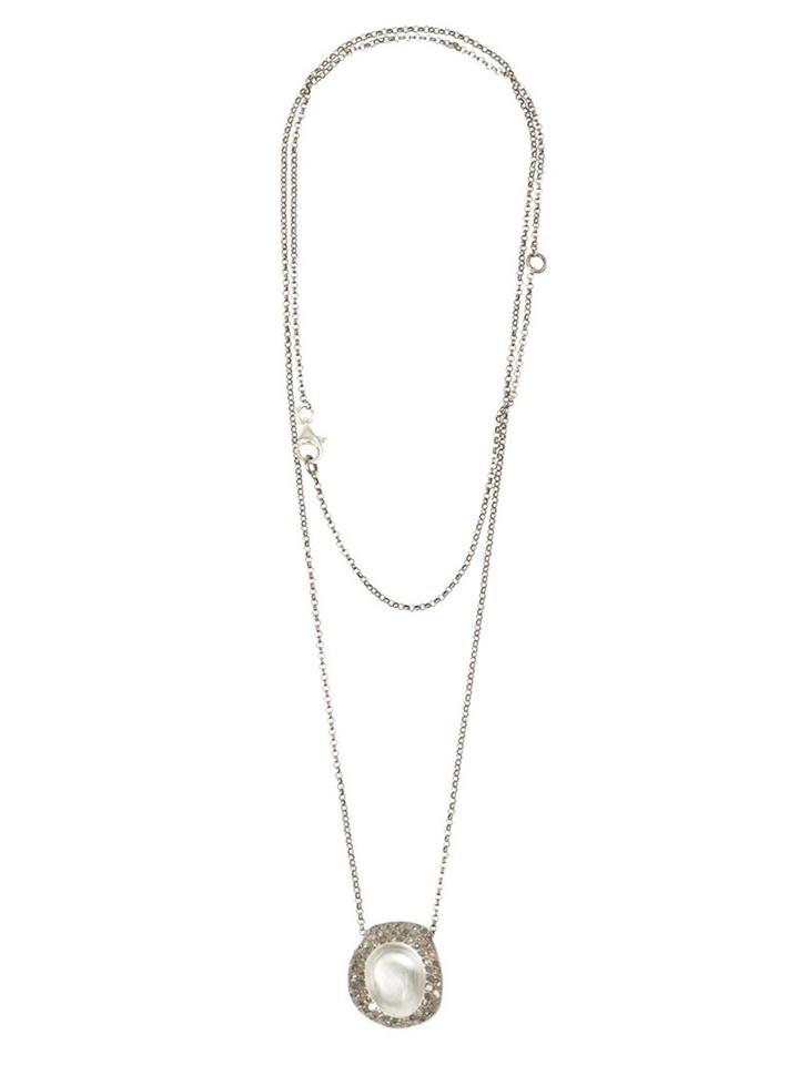 Rosa Maria Circular Diamond Pendant Necklace, Women's, Grey