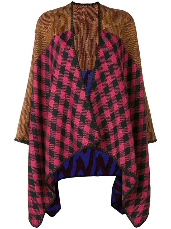 M Missoni Checked Panel Cape - Brown