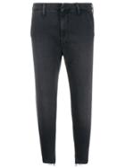 Mother Side Stripe Cropped Trousers - Black