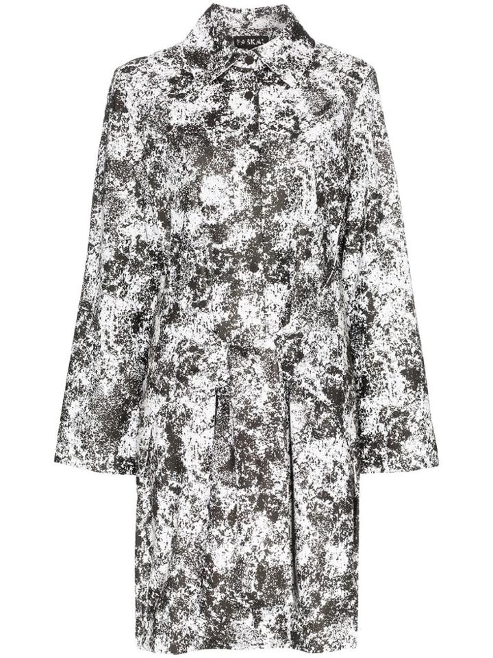 Paskal Reflective Lunar Print Belted Raincoat - Black