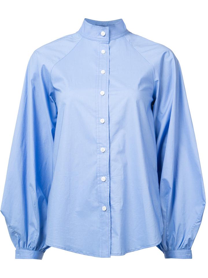 Derek Lam - Mandarin Neck Shirt - Women - Cotton/spandex/elastane - 46, Blue, Cotton/spandex/elastane