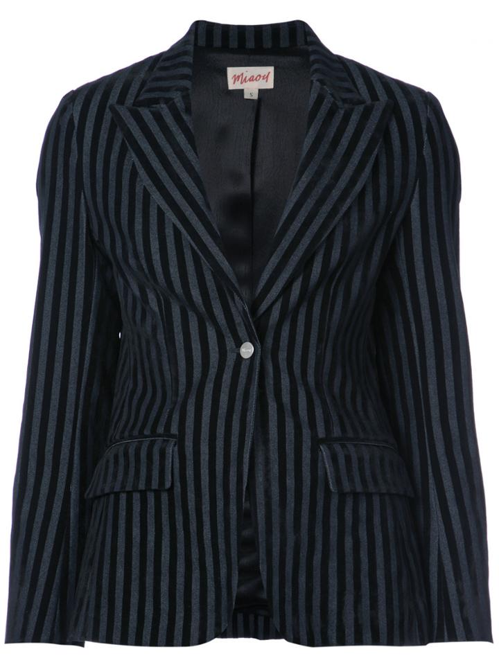 Miaou Striped Velvet Blazer - Black