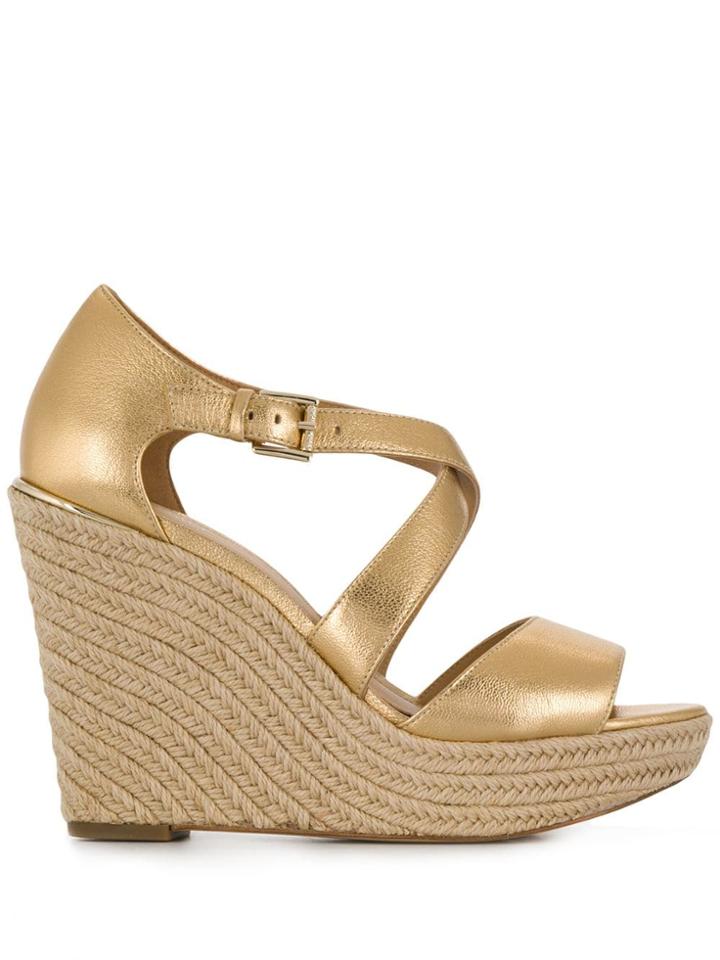 Michael Michael Kors Abbott Metallic Leather Wedges - Gold
