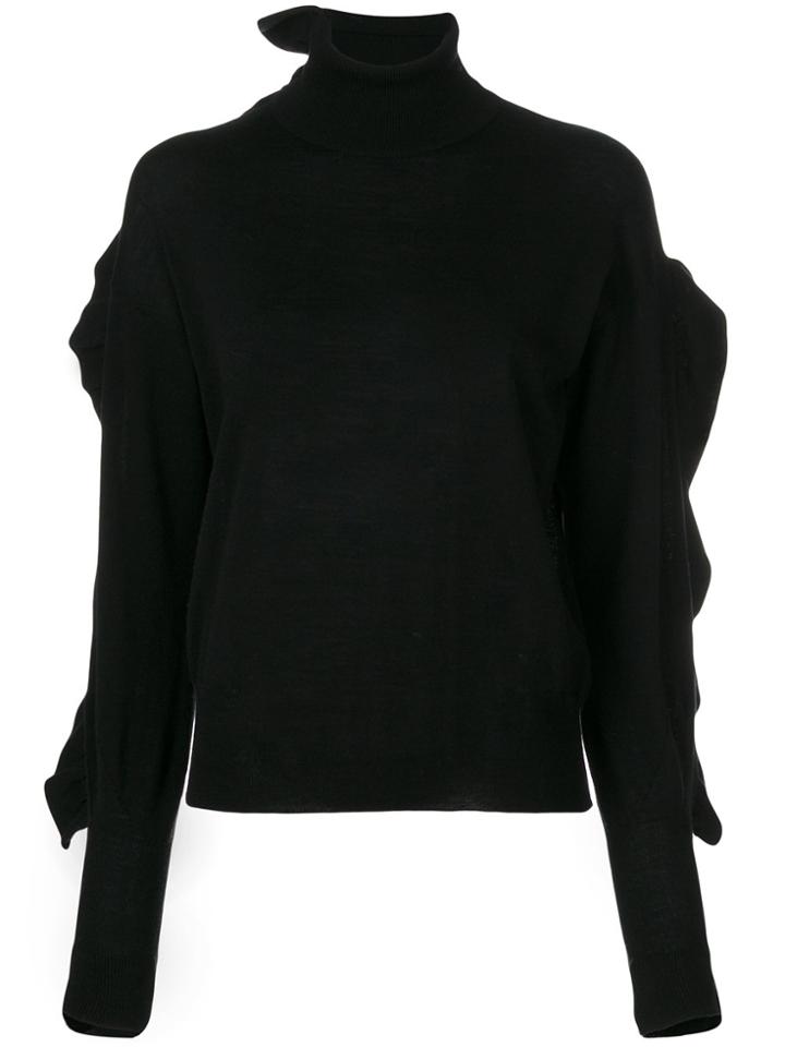 Laneus Ruffled Detail Jumper - Black