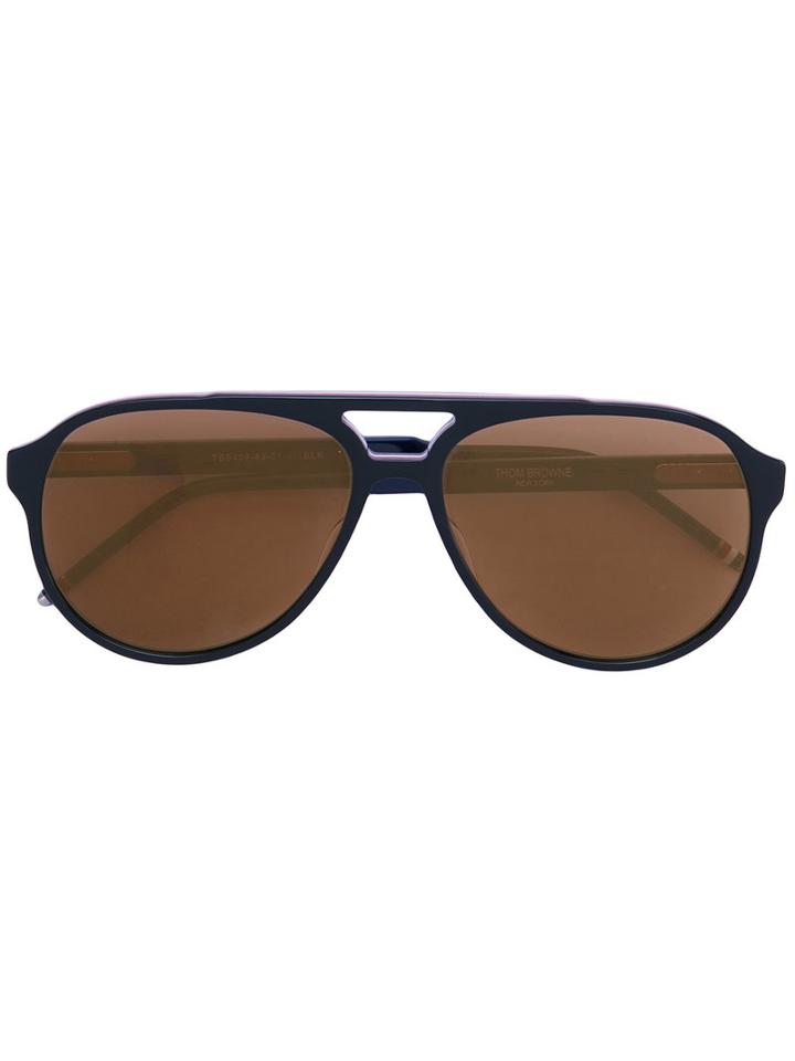 Thom Browne - Iconic Stripes Aviator Sunglasses - Unisex - Acetate - One Size, Blue, Acetate