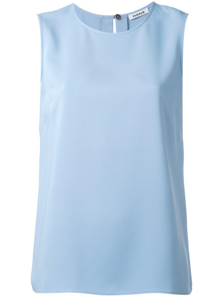 P.a.r.o.s.h. Split Back Tank, Women's, Size: Large, Blue, Polyester