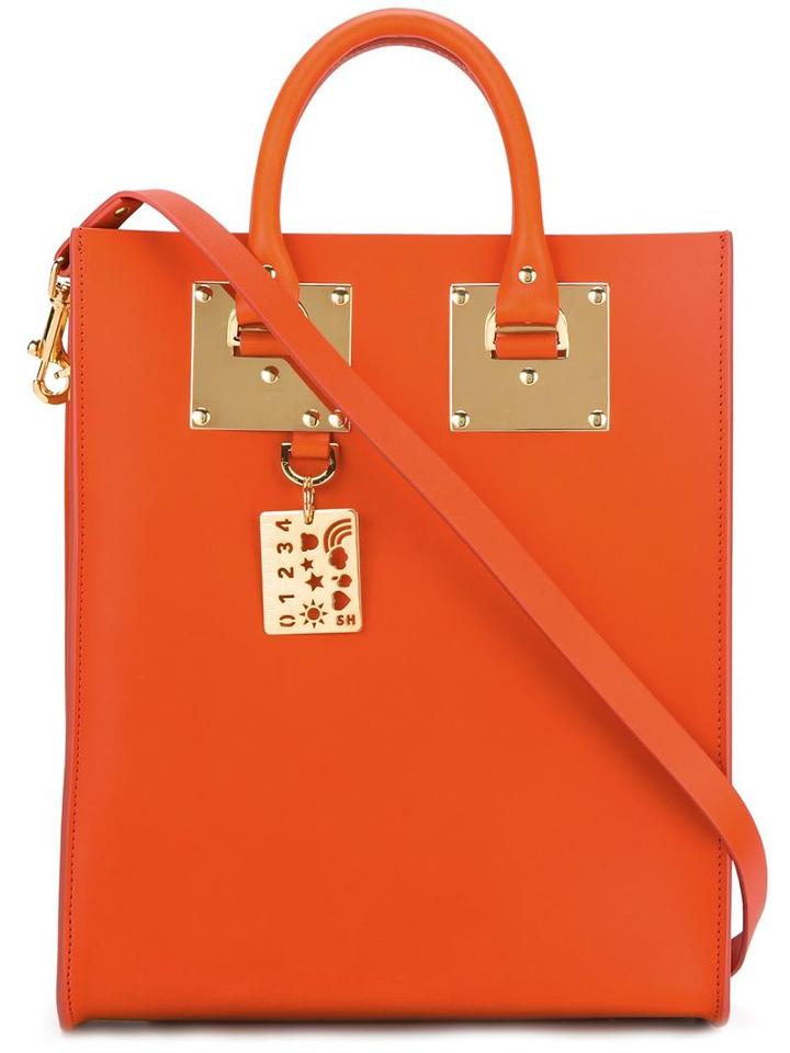 Sophie Hulme Rectangular Double Handles Tote, Women's, Yellow/orange, Calf Leather