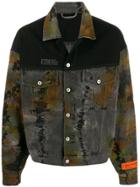 Heron Preston Stitched Panels Denim Jacket - Black