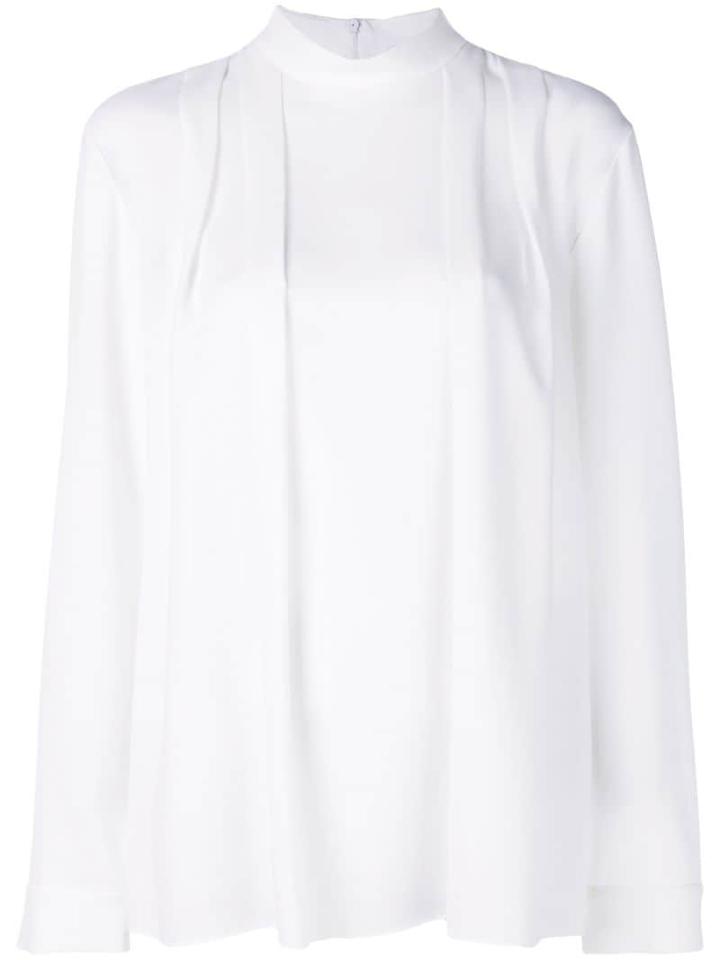 Tibi Savanna Crepe Pleated Top - White