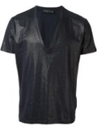 Etro V-neck T-shirt, Men's, Size: Medium, Blue, Linen/flax/spandex/elastane