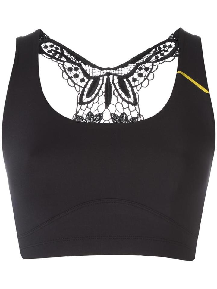 Sàpopa Embroidered Back Crop Top, Women's, Size: Medium, Black, Polyamide/spandex/elastane