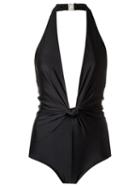 Giuliana Romanno Deep V Neck Swimsuit, Women's, Size: P, Black, Polyimide/spandex/elastane