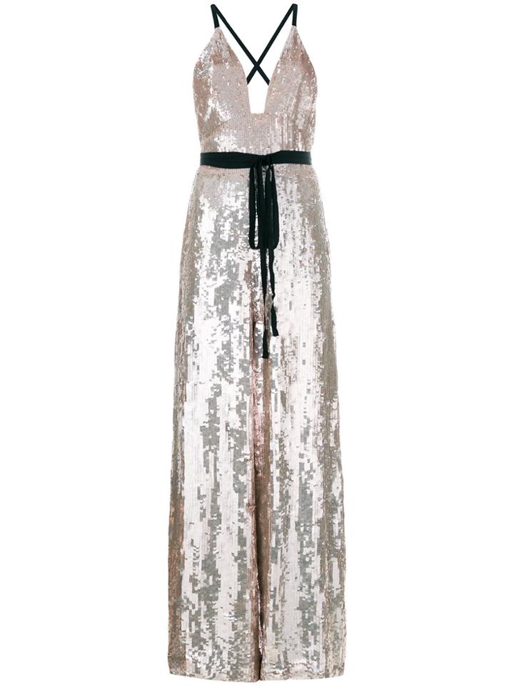 Temperley London Bardot Sequin Jumpsuit - Pink & Purple