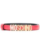 Moschino Logo Plaque Belt, Women's, Size: 100, Red, Leather/metal (other)