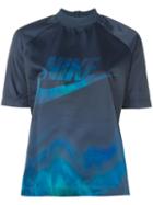 Nike Patterned Logo Print T-shirt, Women's, Size: Small, Blue, Polyester