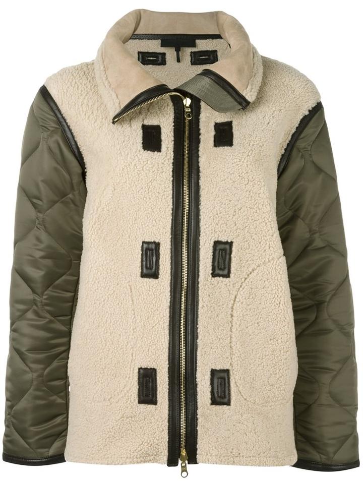 Rag & Bone Reversible Zipped Jacket, Women's, Size: Small, Green, Lamb Skin/sheep Skin/shearling/nylon/polyester