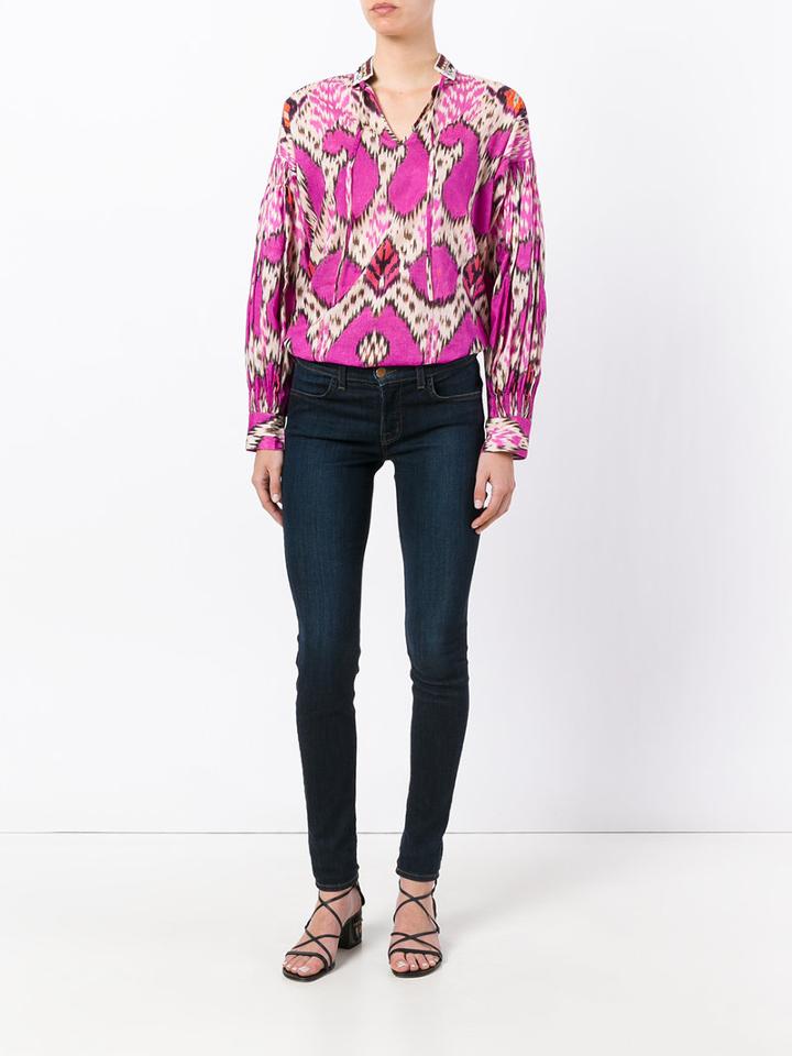 Etro - Printed Tie-fastening Blouse - Women - Silk/cotton/glass - 46, Pink/purple, Silk/cotton/glass