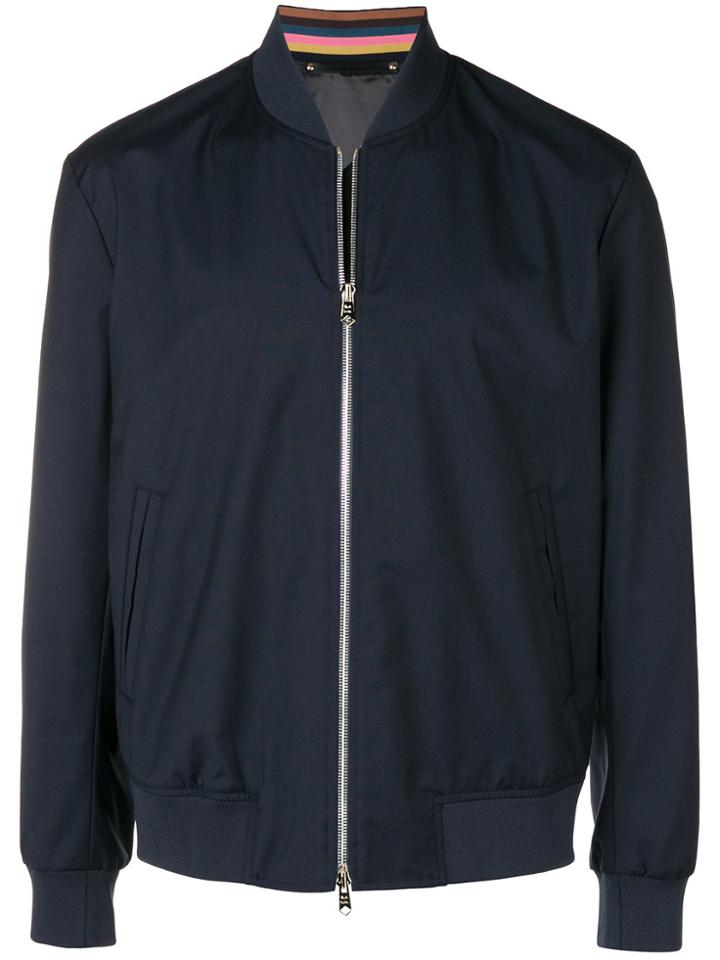 Paul Smith Zipped Bomber Jacket - Blue