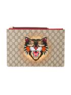 Gucci - Tiger Patch Pouch - Women - Leather - One Size, Brown, Leather