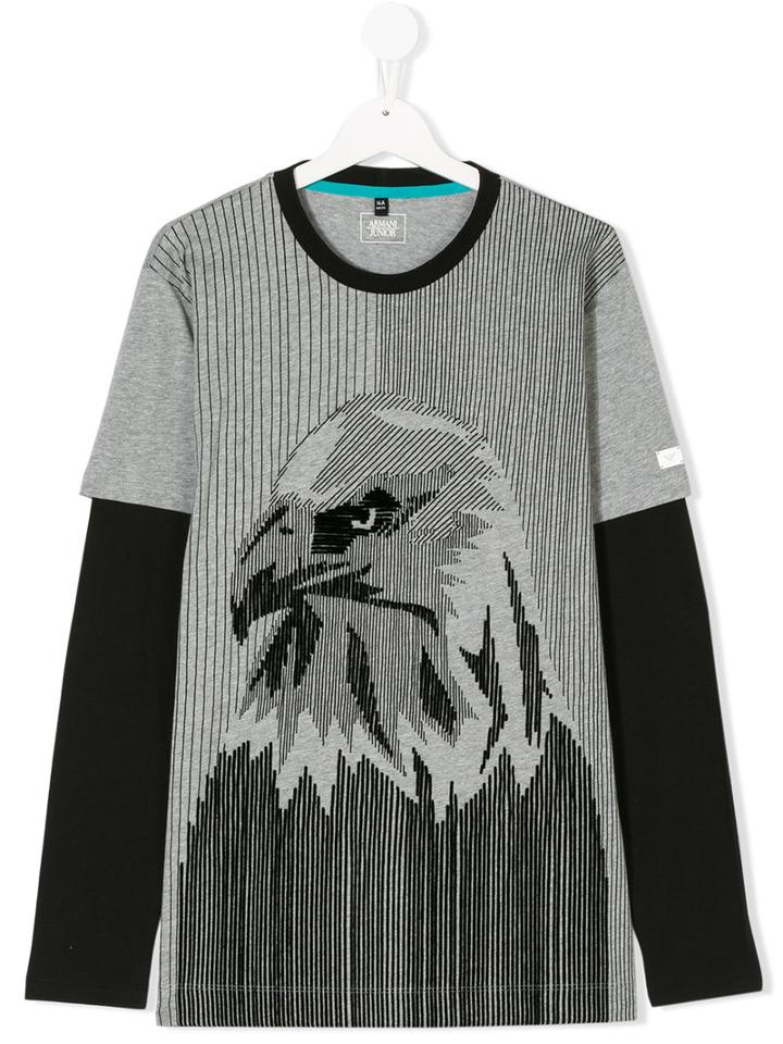 Armani Junior - Teen Eagle Layered T-shirt - Kids - Cotton - 14 Yrs, Grey