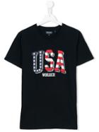 Woolrich Kids Usa Slogan T-shirt, Boy's, Size: 16 Yrs, Blue