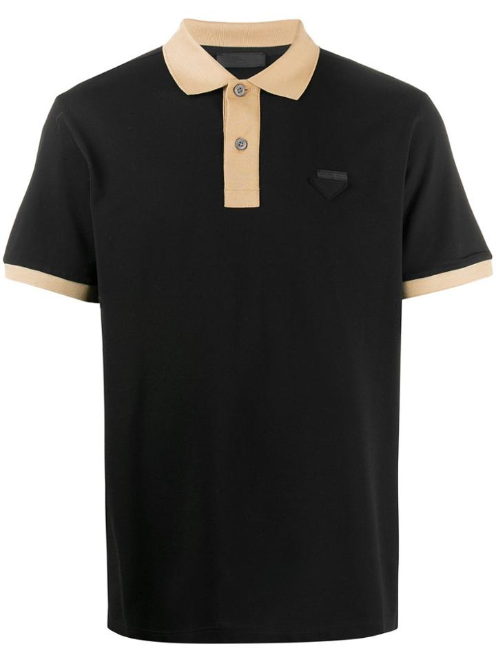 Prada Logo Patch Polo Shirt - Black
