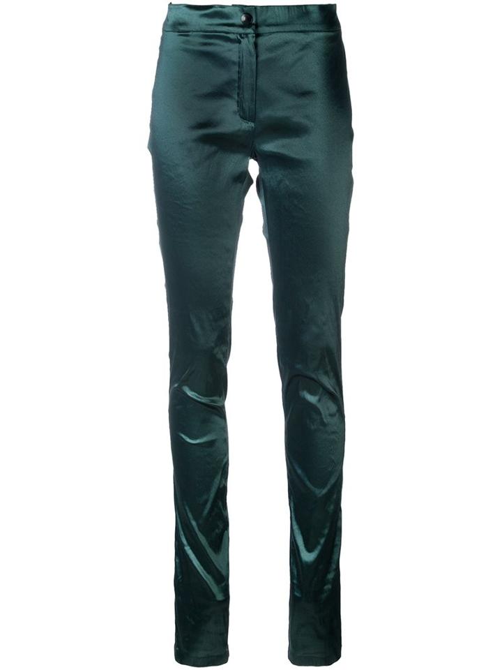 Ann Demeulemeester Slim Fit Trousers, Women's, Size: 38, Green, Cotton/nylon/polyester/rayon